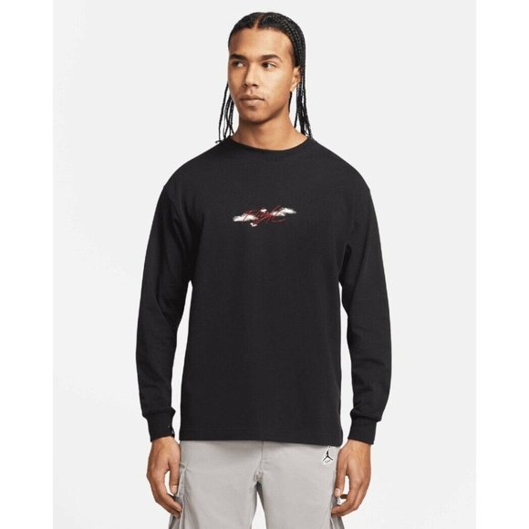 NEW Sz M Medium Jordan Flight Essentials '85 Long Sleeve Black Shirt DH8962-010